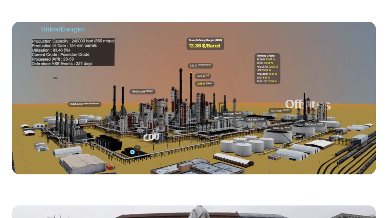 A public Fabrik digital twin preview with an industrial 3D model and operational annotations