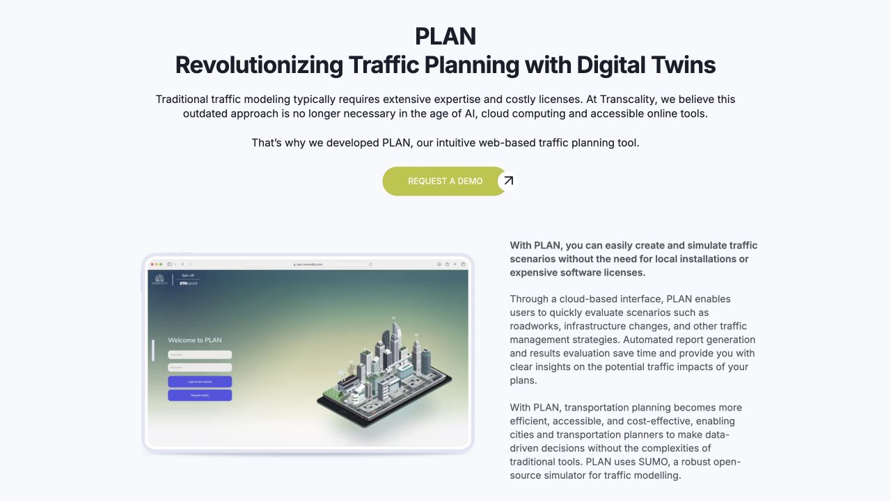A public preview of Transcality’s PLAN traffic simulation product